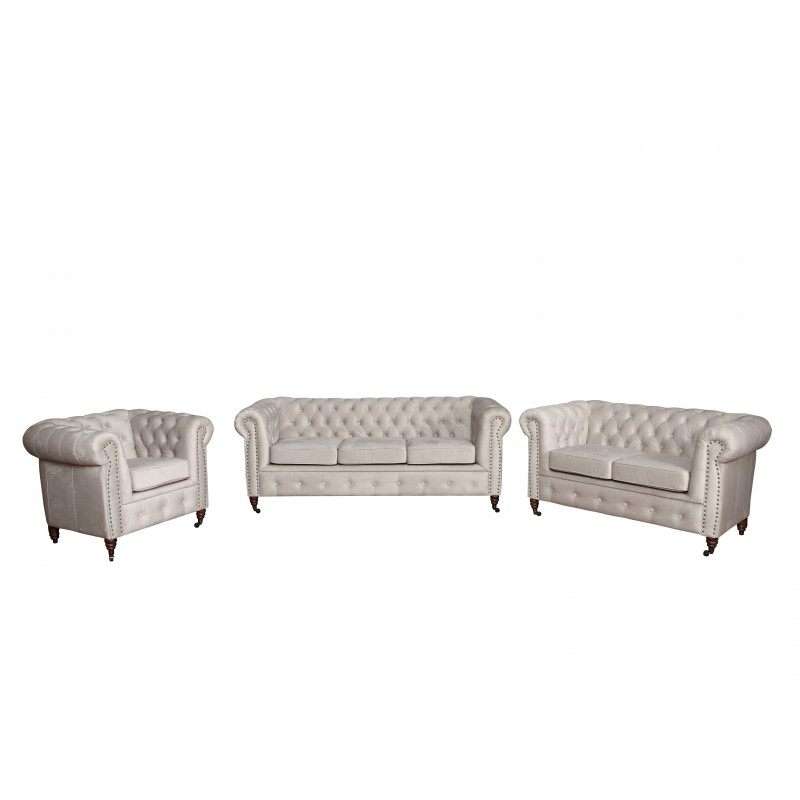 RIFREDI 3er-Set (2-Sitzer, 3-Sitzer, Sessel) im Chesterfield-Stil - Stoffausw... von LoftMarkt