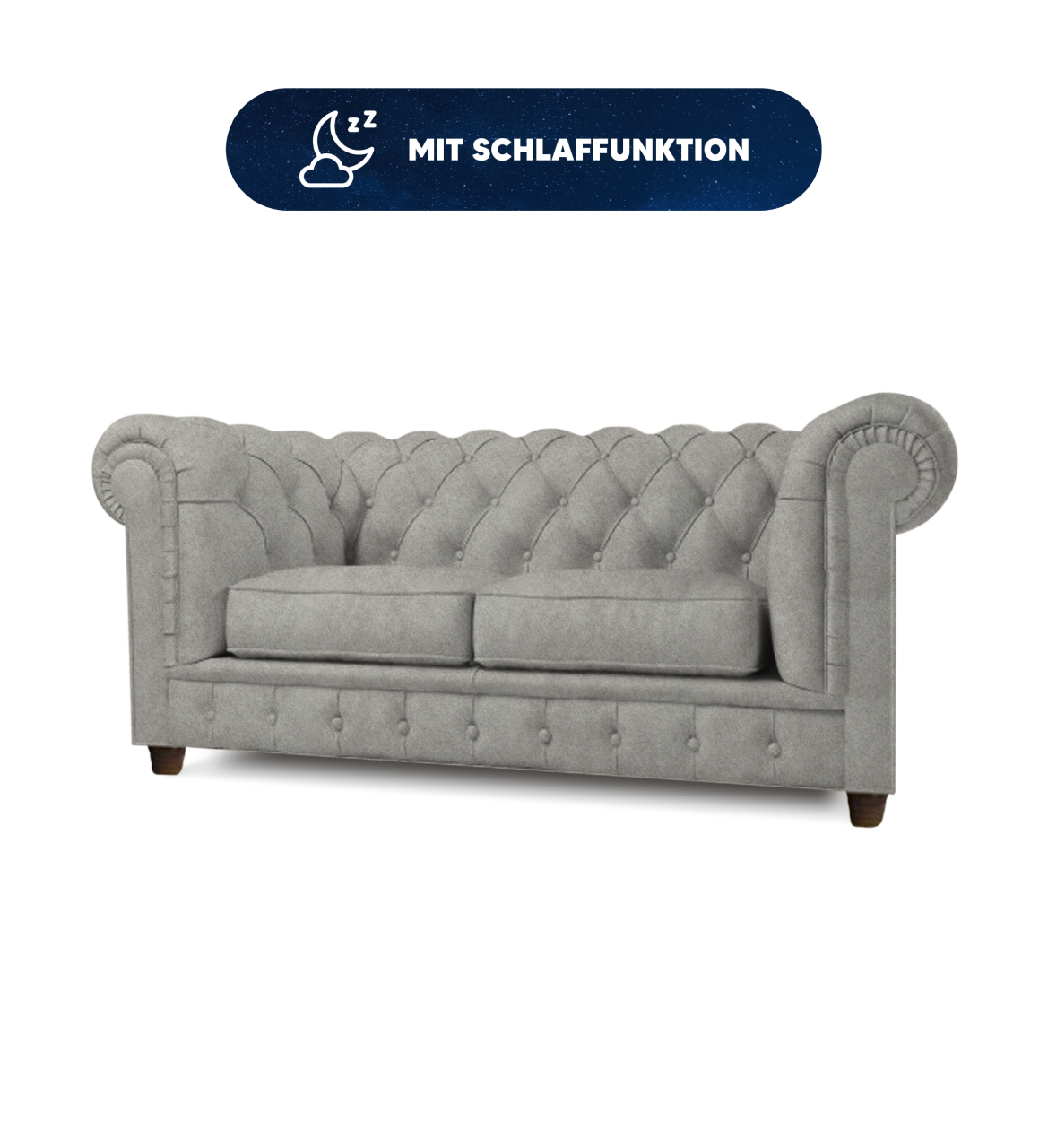 TRESPIANO 2-Sitzer-Sofa mit Schlaffunktion im Chesterfield-Stil - Stoffauswah... von LoftMarkt