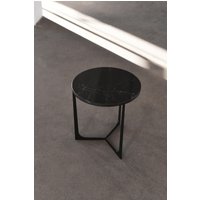 Loft Schnecke Lel-O/Runder Beistelltisch Mit Schwarzem Stein Quarzstein Oberfläche Couchtisch Schwarze Metallbeine 40x45 cm von LoftSnail