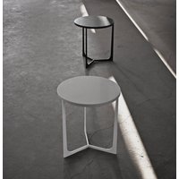 Loft Schnecke Lel-O/Runder Beistelltisch Mit Weißem Stein Quarzstein Oberfläche Couchtisch Weiße Metallbeine 40x45 cm von LoftSnail
