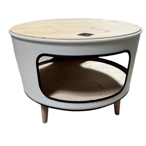 Dieser handgefertigte Fass Couchtisch, Beistelltisch TOP Handwerkskunst. Fass Farbe Weiß, mit 3 Öffnungen, Kantenschutz. Ideal für Couch in U-Form oder als Beistelltisch von Loftdesign