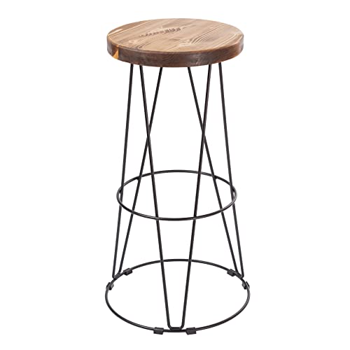 Barhocker für Hausbar, Barstuhl, Küchenstuhl, Bistrohocker, Tresenhocker mit Fußstütze, Stuhl, Keine Montage erforderlich, Industrie-Design (Rund-Form 75 cm Höhe, Braun) von Loftie