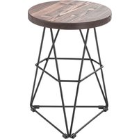 Loftie® Small Kitchen Stool, Ottoman, Step Vanity Stool Chair, Industrial Design, Modern Style, Black Metal & Wood, No Assembly Required von LoftieHome