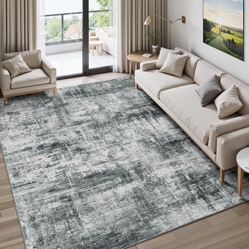 Lofus Teppich für Wohnzimmer, 12,7 x 17,8 cm, grauer abstrakter Teppich mit rutschfester Unterseite, neutraler moderner waschbarer Teppich für Schlafzimmer, Esszimmer, Zuhause, Büro, Kinderzimmer Lofus Teppich für Wohnzimmer, 12,7 x 17,8 cm, grauer abstrakter Teppich mit rutschfester Unterseite, neutraler moderner waschbarer Teppich für Schlafzimmer, Esszimmer, Zuhause, Büro, Kinderzimmer von Lofus