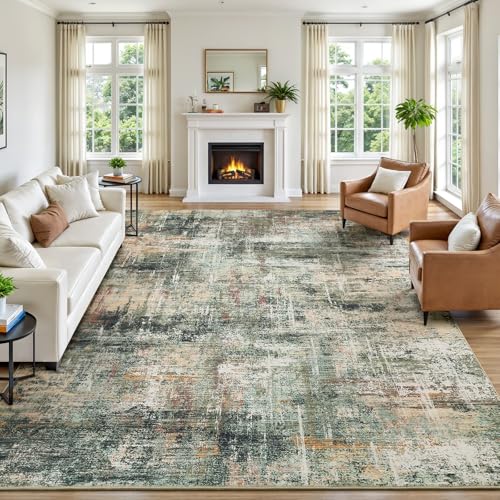Lofus Teppich für Wohnzimmer, 20,3 x 25,4 cm, Kaffeegrün, abstrakt, großer Teppich mit rutschfester Unterseite, neutral, modern, waschbar, Teppich für Schlafzimmer, Esszimmer, Zuhause, Büro Lofus Teppich für Wohnzimmer, 20,3 x 25,4 cm, Kaffeegrün, abstrakt, großer Teppich mit rutschfester Unterseite, neutral, modern, waschbar, Teppich für Schlafzimmer, Esszimmer, Zuhause, Büro von Lofus