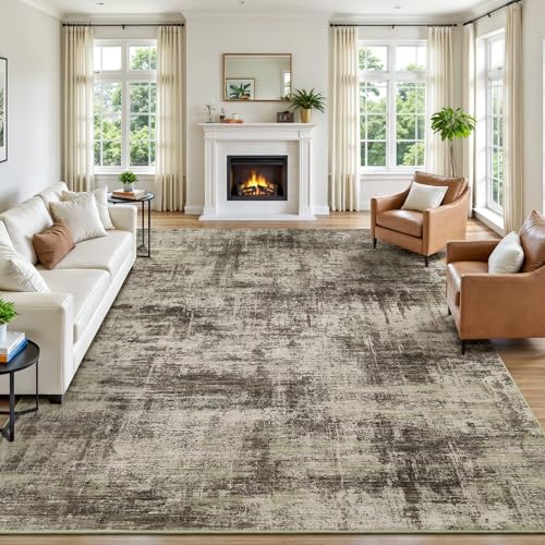 Lofus Teppich für Wohnzimmer, 20,3 x 25,4 cm, brauner abstrakter großer Teppich mit rutschfester Unterseite, neutraler moderner waschbarer Teppich für Schlafzimmer, Esszimmer, Zuhause, Büro Lofus Teppich für Wohnzimmer, 20,3 x 25,4 cm, brauner abstrakter großer Teppich mit rutschfester Unterseite, neutraler moderner waschbarer Teppich für Schlafzimmer, Esszimmer, Zuhause, Büro von Lofus