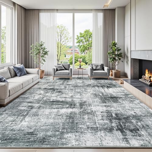 Lofus Teppich für Wohnzimmer, 20,3 x 25,4 cm, grauer abstrakter großer Teppich mit rutschfester Unterseite, neutraler moderner waschbarer Teppich für Schlafzimmer, Esszimmer, Zuhause, Büro Lofus Teppich für Wohnzimmer, 20,3 x 25,4 cm, grauer abstrakter großer Teppich mit rutschfester Unterseite, neutraler moderner waschbarer Teppich für Schlafzimmer, Esszimmer, Zuhause, Büro von Lofus