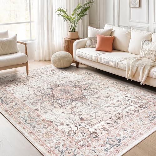 Lofus Teppich für Wohnzimmer, waschbarer Teppich, Teppiche für Schlafzimmer, Küche, Vintage-Boho-Teppich, weich, rutschfest, niedriger Flor, großer Teppich für Büro, Esszimmer, 15,2 x 22,9 cm, Rosa Lofus Teppich für Wohnzimmer, waschbarer Teppich, Teppiche für Schlafzimmer, Küche, Vintage-Boho-Teppich, weich, rutschfest, niedriger Flor, großer Teppich für Büro, Esszimmer, 15,2 x 22,9 cm, Rosa von Lofus