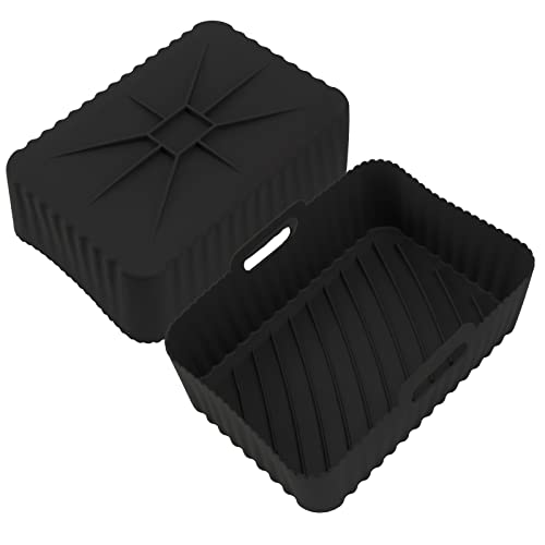 Airfryer Silikonform für Heißluftfritteuse für Ninja Dual Zone Heißluftfritteuse Zubehör Air Fryer Af400eu, Af300eu Heißluftfritteuse Zubehör-Air Fryer Zubehör 2 Pcs air fryer accessories,Schwarz von LofyJoy