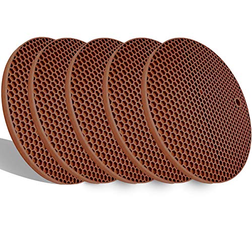 Extra dicke Silikon-Untersetzer, Topflappen und Ofenhandschuhe, hitzebeständige Untersetzer für heiße Speisen, rutschfeste Isolierung, Wabengummi, flexible Mehrzweck-Matten, Set mit 5 Kaffeefarben Extra dicke Silikon-Untersetzer, Topflappen und Ofenhandschuhe, hitzebeständige Untersetzer für heiße Speisen, rutschfeste Isolierung, Wabengummi, flexible Mehrzweck-Matten, Set mit 5 Kaffeefarben von LogHog
