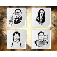 Addams Family Untersetzer Set Mit Vier Keramikfliesen Oder Neopren Gomez, Morticia, Sodass Unsere Mitbringsel, Pugsley Und Thing Kostenloser Versand von LoganStProductions
