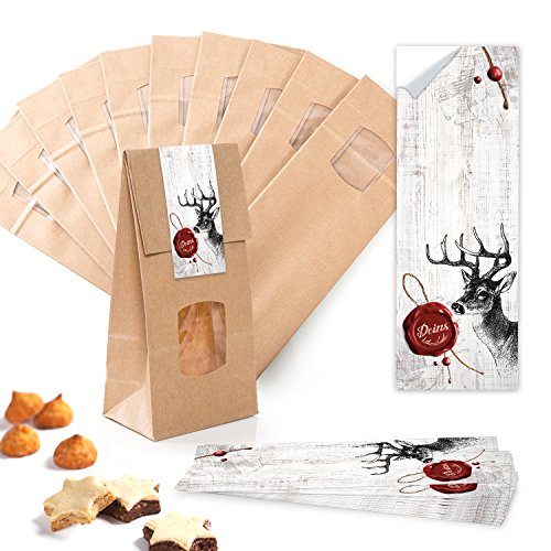 Logbuch-Verlag 10 Hirsch Geweih Kekstüten Weihnachten Gebäckbeutel Tüten für Lebensmittel mit Fenster 10 x 6,5 x 27 cm Logbuch-Verlag 10 Hirsch Geweih Kekstüten Weihnachten Gebäckbeutel Tüten für Lebensmittel mit Fenster 10 x 6,5 x 27 cm von Logbuch-Verlag