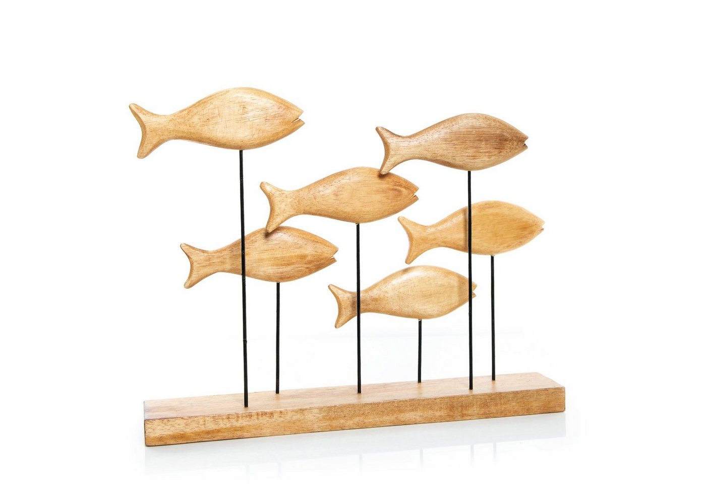 Dekofigur Fischschwarm Skulptur - 48 cm aus Holz von Logbuch-Verlag
