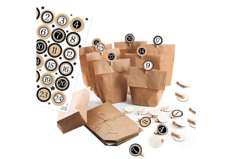 Kalender zum Selbstbasteln Advent Kalender zum Befüllen - Papiertüten mit Zahlenklammern von Logbuch-Verlag