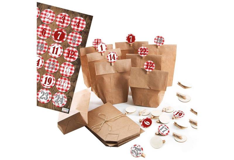 Kalender zum Selbstbasteln Advent Kalender zum Befüllen - Papiertüten mit Zahlenklammern von Logbuch-Verlag