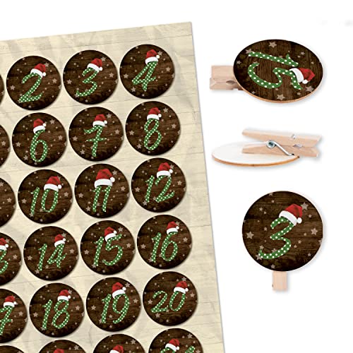 Logbuch-Verlag 1 bis 24 Zahlen Nummern zum Adventskalender basteln: AUFKLEBER + HOLZKLAMMER Holz-Scheibe rund 4 cm rot grün gepunktet Aufkleben Anklammern Logbuch-Verlag 1 bis 24 Zahlen Nummern zum Adventskalender basteln: AUFKLEBER + HOLZKLAMMER Holz-Scheibe rund 4 cm rot grün gepunktet Aufkleben Anklammern von Logbuch-Verlag