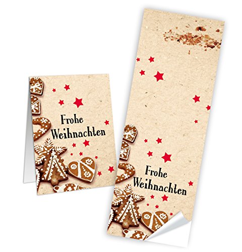 Logbuch-Verlag 10 FROHE WEIHNACHTEN Aufkleber Lebkuchen Plätzchen Gebäck Verpackung Keksbeutel Kekstüte Geschenk Sticker Banderole 5 x 14,8 cm von Logbuch-Verlag