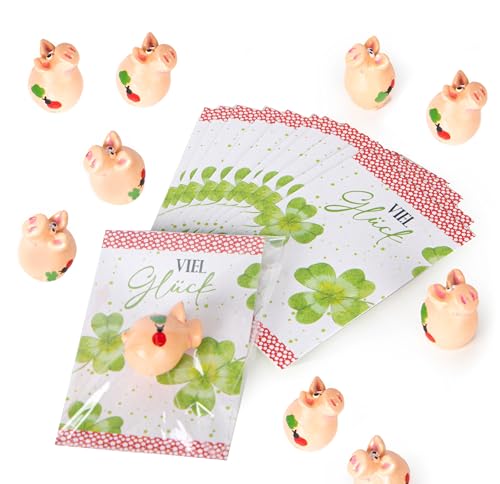 Logbuch-Verlag 10 Glücksschweinchen Glücksbringer mit Viel Glück Karte 8,5 x 5,5 cm Tischdeko Silvesterdeko Party Gastgeschenk Logbuch-Verlag 10 Glücksschweinchen Glücksbringer mit Viel Glück Karte 8,5 x 5,5 cm Tischdeko Silvesterdeko Party Gastgeschenk von Logbuch-Verlag