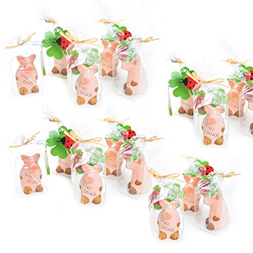 Logbuch-Verlag 10 Glücksschweinchen Viel Glück rosa Glücksschwein Glücksbringer 2024 Neujahr Silvester Mini Geschenk von Logbuch-Verlag