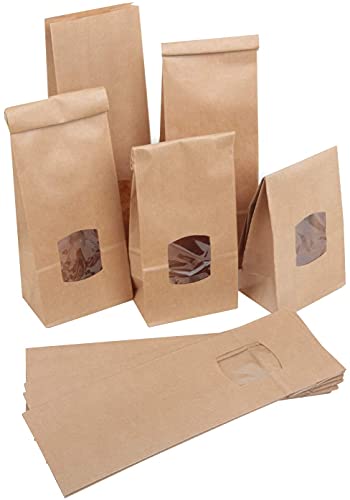 Logbuch-Verlag 100 braune Plätzchen Tüten Gebäck Beutel 10 x 6,5 x 29 cm MIT FENSTER 2-lagig Lebensmittel Nudelverpackung von Logbuch-Verlag