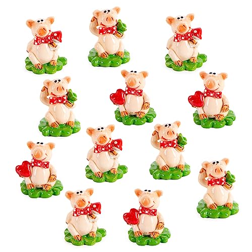 Logbuch-Verlag 12 kleine Glücksschweine 2,5 cm Neujahr Glücksbringer auf Kleeblatt grün rot Mini Geschenk Tischdeko rosa Logbuch-Verlag 12 kleine Glücksschweine 2,5 cm Neujahr Glücksbringer auf Kleeblatt grün rot Mini Geschenk Tischdeko rosa von Logbuch-Verlag
