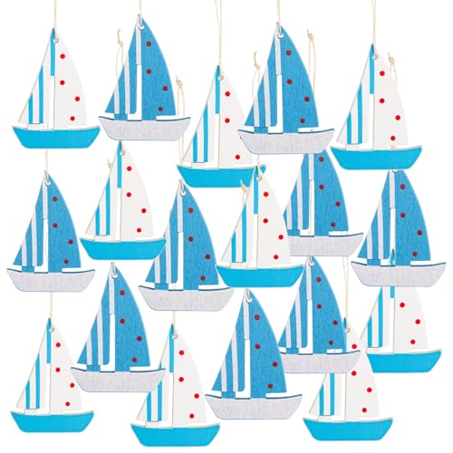 Logbuch-Verlag 18 kleine Segelschiffe mit Schnur zum Aufhängen blau weiß rot 5 x 7 cm aus Holz Maritime sommerliche Deko für Feste Logbuch-Verlag 18 kleine Segelschiffe mit Schnur zum Aufhängen blau weiß rot 5 x 7 cm aus Holz Maritime sommerliche Deko für Feste von Logbuch-Verlag