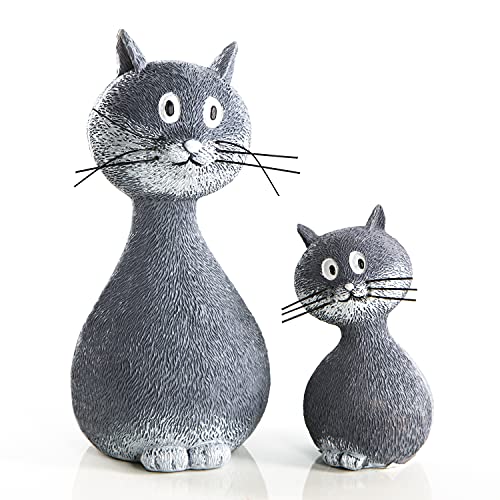Logbuch-Verlag 2 Deko Katzen Figuren zum Hinstellen grau weiß 15 cm + 9 cm - Katzen Deko Geschenkidee Geburtstag Logbuch-Verlag 2 Deko Katzen Figuren zum Hinstellen grau weiß 15 cm + 9 cm - Katzen Deko Geschenkidee Geburtstag von Logbuch-Verlag