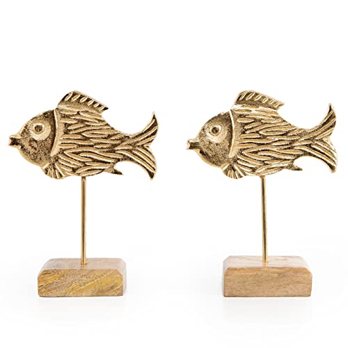 Logbuch-Verlag 2 Fische Paar goldfarben mediterrane Deko 18 cm Figuren maritim Geschenk von Logbuch-Verlag