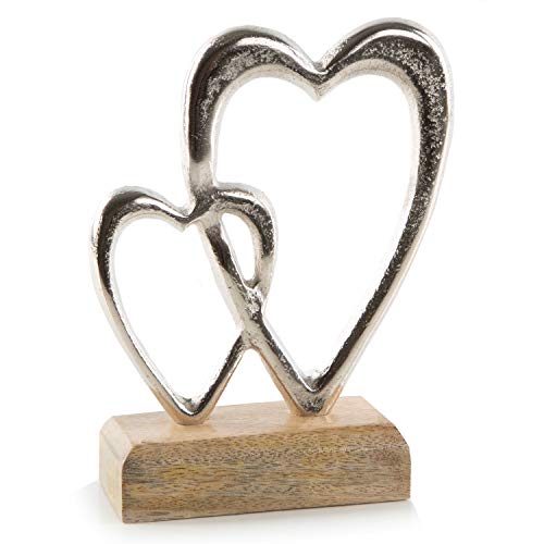 Logbuch-Verlag Metallherz 2 Herzen ineinander Deko Figur Silber Geschenk Hochzeit Jahrestag Valentinstag Muttertag Liebesgeschenk 18 cm von Logbuch-Verlag