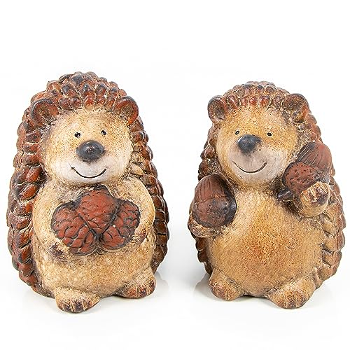 Logbuch-Verlag 2 Igel Figuren Deko 12,5 cm Frühling Ostern Herbst für drinnen und draußen als Geschenk Mann Frau von Logbuch-Verlag