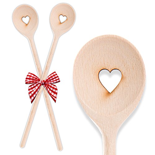 Logbuch-Verlag 2 Herz Kochlöffel aus Holz 30 cm Holzkochlöffel Hochzeitsgeschenk Liebe Symbol Geschenk Weihnachten von Logbuch-Verlag