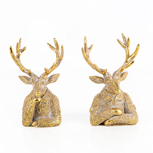 Logbuch-Verlag 2 edle Hirsch Figuren Gold Weihnachten Dekofigur Herbst Rentier Büste zum Hinstellen 16 cm Deko Logbuch-Verlag 2 edle Hirsch Figuren Gold Weihnachten Dekofigur Herbst Rentier Büste zum Hinstellen 16 cm Deko von Logbuch-Verlag