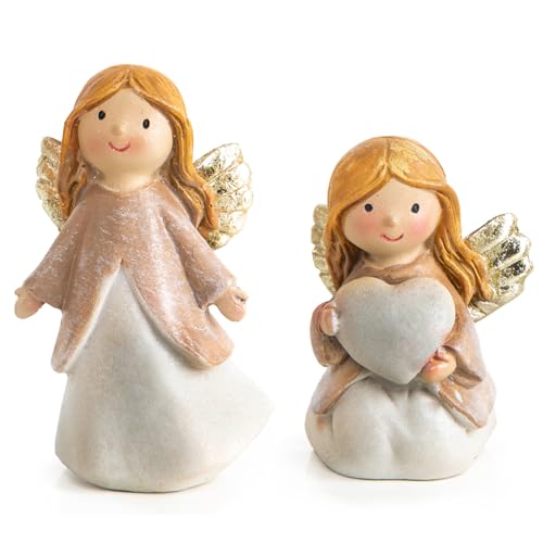 Logbuch-Verlag 2 kleine Schutzengel Engel Figur Mini-Geschenke für Kinder, Kunden & Gäste Kommunion Give-Away Glücksbringer 7,5 cm von Logbuch-Verlag