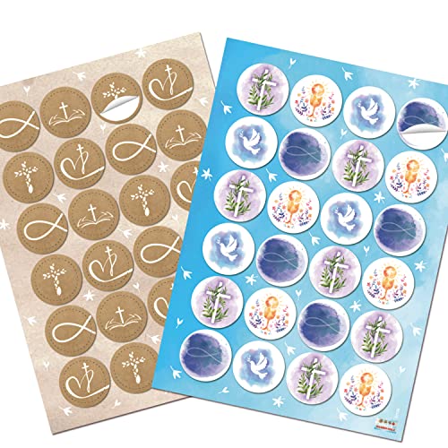 Logbuch-Verlag 2 x 24 runde Aufkleber mit christlichen Motiven Taube Kreuz Fisch - Sticker Taufe Kommunion Konfirmation Logbuch-Verlag 2 x 24 runde Aufkleber mit christlichen Motiven Taube Kreuz Fisch - Sticker Taufe Kommunion Konfirmation von Logbuch-Verlag