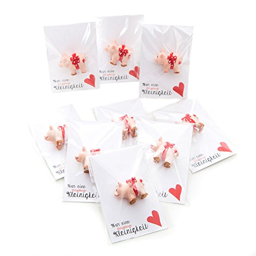 Logbuch-Verlag 20 Mini Geschenke rosa Glücksschweinchen Glücksbringer mit Karte"nur eine Kleinigkeit" mit Herz Gastgeschenk Silvester Geburtstag von Logbuch-Verlag