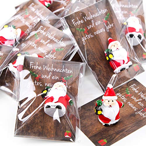 Logbuch-Verlag 20 Mini Geschenke zu Weihnachten - kleine Weihnachtsmann Figur mit Karte Santa Kunden Mitarbeiter Freunde von Logbuch-Verlag