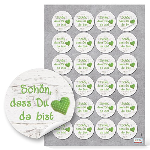 Logbuch-Verlag 24 Schön dass Du da bist Text Aufkleber für give-aways Geburtstag Taufe sommerlich 4 cm rund weiß hellgrün Logbuch-Verlag 24 Schön dass Du da bist Text Aufkleber für give-aways Geburtstag Taufe sommerlich 4 cm rund weiß hellgrün von Logbuch-Verlag