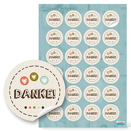 Logbuch-Verlag 24 Danke Sticker für Kunden Kinder Gäste zur Verpackung von Geschenken rund 4 cm Logbuch-Verlag 24 Danke Sticker für Kunden Kinder Gäste zur Verpackung von Geschenken rund 4 cm von Logbuch-Verlag