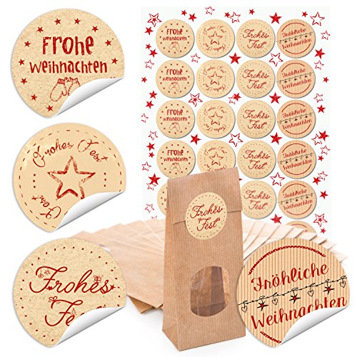 Logbuch-Verlag 24 Weihnachten Papiertüten Keksbeutel Blockbodenbeutel MIT FENSTER und Weihnachtsaufkleber Verpackung Tüte Beutel Lebensmittel Gebäck 7 x 4 x 20,5 cm Logbuch-Verlag 24 Weihnachten Papiertüten Keksbeutel Blockbodenbeutel MIT FENSTER und Weihnachtsaufkleber Verpackung Tüte Beutel Lebensmittel Gebäck 7 x 4 x 20,5 cm von Logbuch-Verlag
