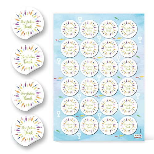 Logbuch-Verlag 24 bunte Aufkleber Herzlichen Dank - Fische Danke Sticker Taufe Kommunion Konfirmation Ø 4 cm Logbuch-Verlag 24 bunte Aufkleber Herzlichen Dank - Fische Danke Sticker Taufe Kommunion Konfirmation Ø 4 cm von Logbuch-Verlag