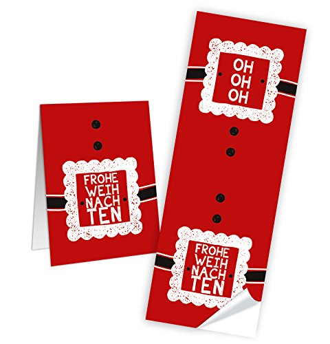Logbuch-Verlag 25 Aufkleber HOHOHO Frohe WEIHNACHTEN rot weiß schwarz Banderole 5 x 14,5 cm selbstklebend Deko Etikett Verpackung Weihnachtsaufkleber von Logbuch-Verlag