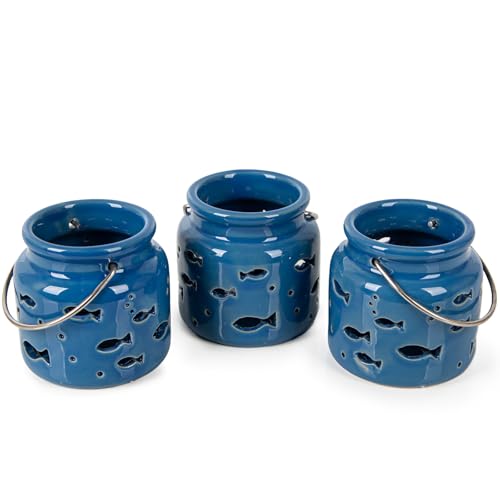 Logbuch-Verlag 3 Maritime Kerzenhalter Teelichthalter blau mit Fischen Tischdeko Taufe Kommunion Konfirmation 8 cm Logbuch-Verlag 3 Maritime Kerzenhalter Teelichthalter blau mit Fischen Tischdeko Taufe Kommunion Konfirmation 8 cm von Logbuch-Verlag