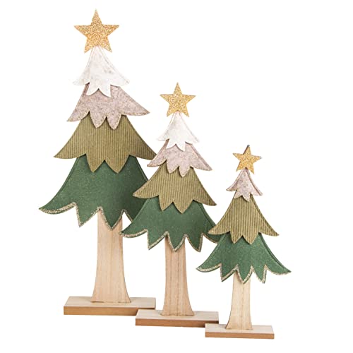 Logbuch-Verlag 3 Weihnachtsbaum Deko Figuren Holz Filz Weihnachtsdekoration grün Natur 30-53 cm von Logbuch-Verlag