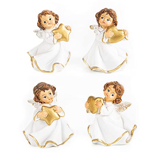 Logbuch-Verlag 4 Engel Figuren Gold weiß mit Herz & Stern Weihnachten Schutzengel Geschenk Give-Away 7 cm Deko Logbuch-Verlag 4 Engel Figuren Gold weiß mit Herz & Stern Weihnachten Schutzengel Geschenk Give-Away 7 cm Deko von Logbuch-Verlag