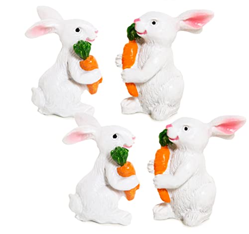 Logbuch-Verlag 4 Mini Hasen mit Karotte weiß orange I kleine Osterhasen Ostern Deko Geschenk Kunden Mitarbeiter 3,5 cm von Logbuch-Verlag