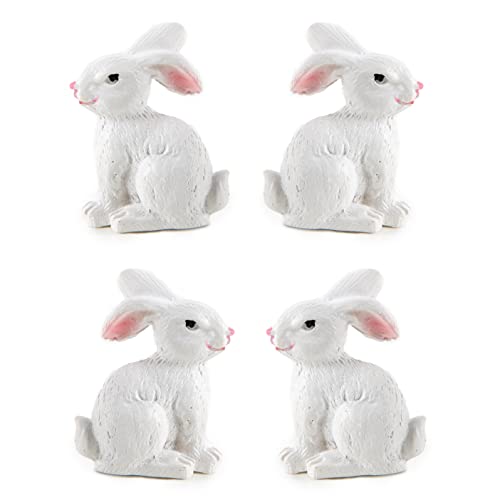 Logbuch-Verlag 4 Mini Osterhasen Figuren weiß rosa - kleine Häschen Miniaturen Ostern Deko Kundengeschenk 3,5 cm von Logbuch-Verlag