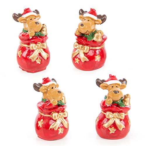 Logbuch-Verlag 4 kleine Santa Nikolaus Weihnachten Geschenk 3,5 cm Figuren Rentiere rot braun Gold Mini von Logbuch-Verlag