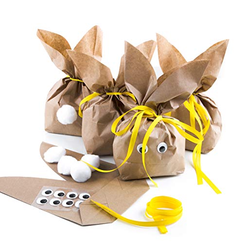 Logbuch-Verlag 5 Osterhasen Tüten gelb natur Geschenkverpackung Ostern Ostergeschenk DIY Osternest zum Befüllen für Kinder & Erwachsene von Logbuch-Verlag