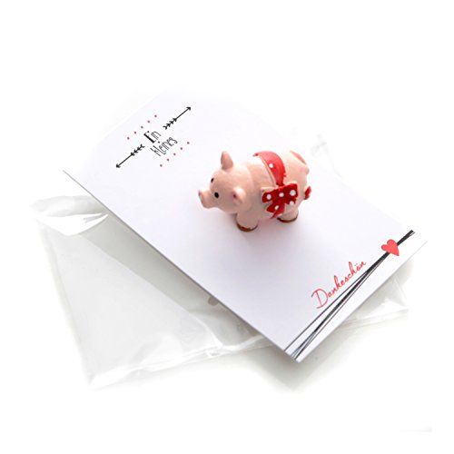 Logbuch-Verlag 5 kleine Glücksschweine mit Kärtchen "ein kleines Dankeschön" mini Geschenk Dankesgeschenk für Kunden & Gäste von Logbuch-Verlag