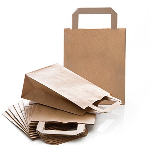 Logbuch-Verlag 5 kleine Papier Tragetaschen braun mit Henkel 18 x 8 x 22 cm Verpackung Geschenke von Logbuch-Verlag